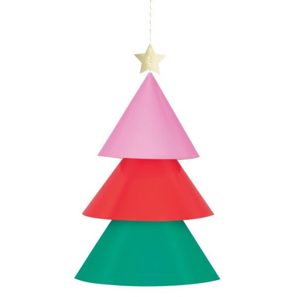 image 1 of Vibrant Christmas Tree Paper Chandelier Hanging Decoration 38cm