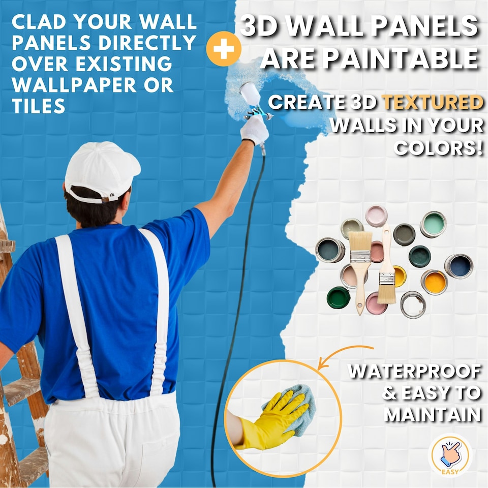 image 1 of NOVECRAFTO Lattice Effect 3D Wall Panels – 6 Sheets Covering 1.5m² | 16.15ft² Interior Cladding Set | Square Grid Design – Each Panel 50x50cm | Grey