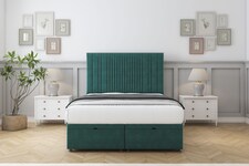 Sloomy Kingsley Emerald Plush Ottoman Bed Base With 26" Strutted Headboard 4'6 Double | Green | Emerald | Double | 1