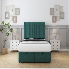 Sloomy Kingsley Emerald Plush Ottoman Bed Base With 26" Strutted Headboard 4'6 Double | Green | Emerald | Double | 1