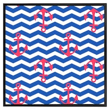 Anchors on zig zag stripes (Picture Frame) Black | XL