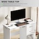 image 5 of HOMCOM Computer Desk with Drawers, Dressing Table, High Gloss Home Office Writing Workstation, White