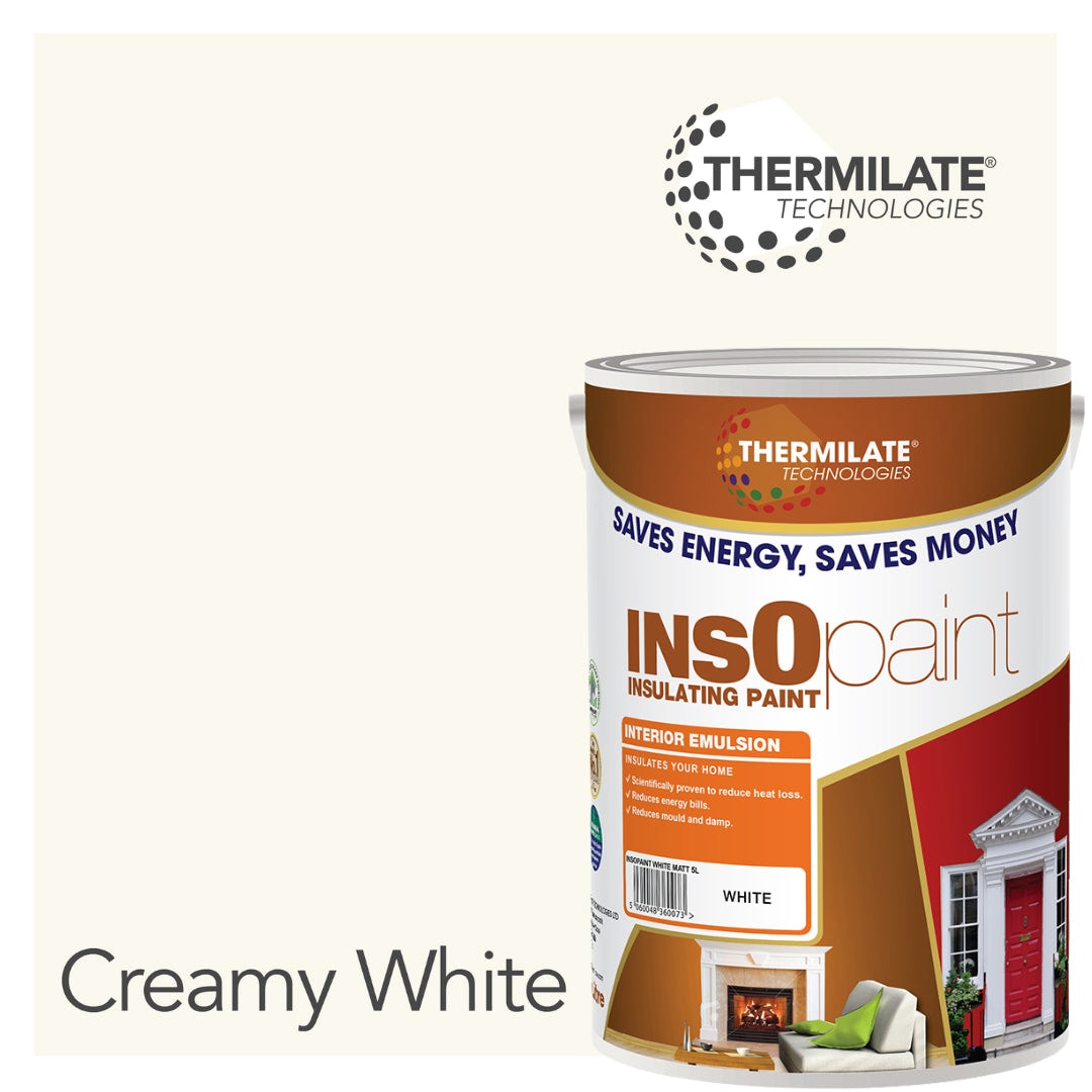Insopaint Interior Emulsion Paint - Anti Mould, Insulating & Snergy Saving For Interior Walls & Ceilings - Creamy White - 5l