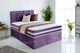 image 2 of 4ft6 Double Purple Crushed Velvet Divan Bed Set Orthopaedic Mattress with Cube Headboard  2 Drawers Same Side