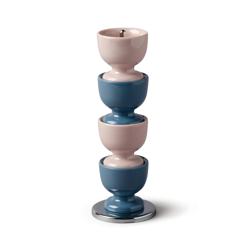 Zeal Stack & Store Egg Cups Set with Chrome Stand, Set of 4, Provence Mix