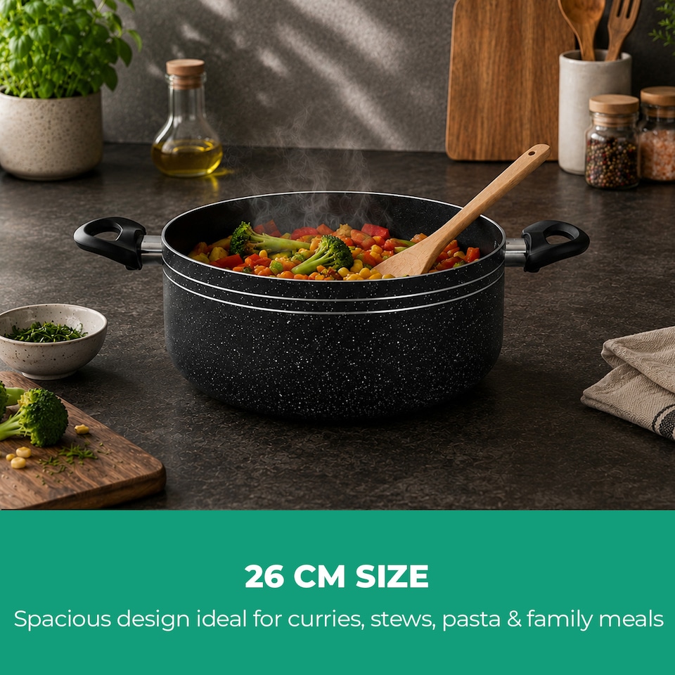 image 1 of Royalford 28 Cm Casserole Dish with Tempered Glass Lid