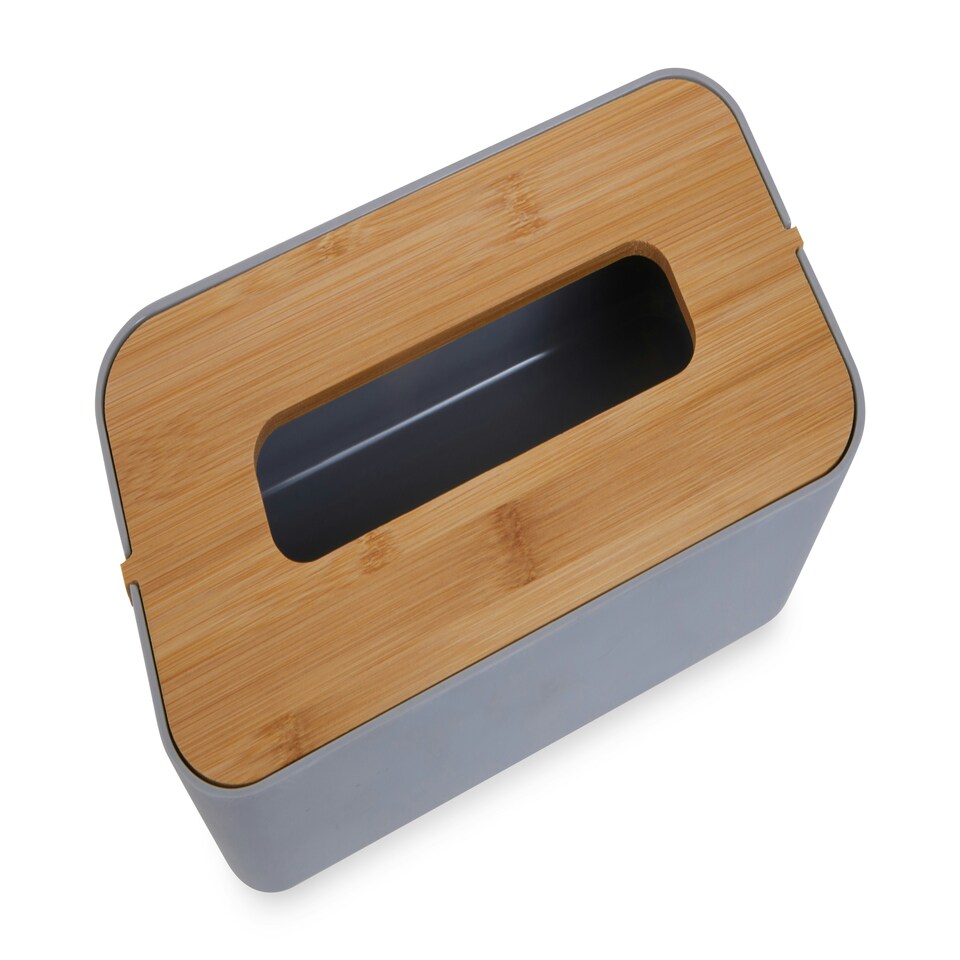 image 1 of Interiors by Premier Grey Bamboo Fibre Tissue Box, Rectangular Tissue Holder With Lift-off Lid & Cutout Opening, Tissue Paper Box