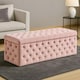 image 1 of 120cm Wide Lux Ottoman Storage Box, Pink Velvet Upholstered Chesterfield Storage Ottoman Box