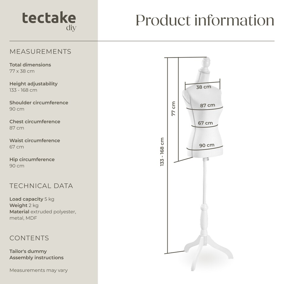 image 1 of Tailors Dummy - female mannequin torso with wooden stand | White | white | Female | 1