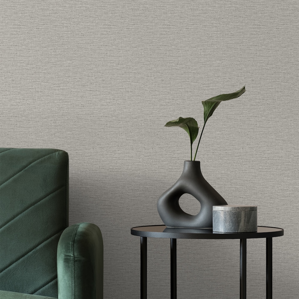 image 1 of Grandeco Telma Slubbed Fabric Hessian Textured Luxury Wallpaper Neutral Marl | Cream | Neutral Marl | 5.32m2