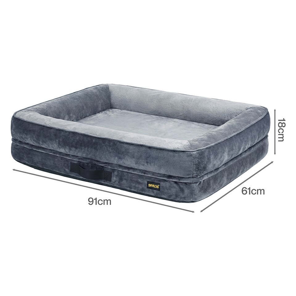 image 1 of Skylos Dog Bed Orthopedic Dog Bed 4.0in Egg Crate Foam Flannel Grey