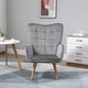 image 6 of HOMCOM Modern Accent Chair, Upholstered Tufted Wingback Armchair with Seat Padding, Velvet Leisure Lounge Bedroom Chair with Wood Legs, Grey