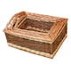 image 1 of Set of 3 Two Tone Deep Galleon Wicker Trays | Brown | Brown | One Size