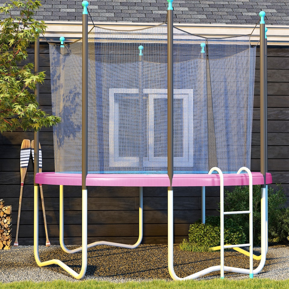 image 1 of SPORTNOW 10FT Trampoline Pad Spring Cover, Waterproof, Pink | Pink