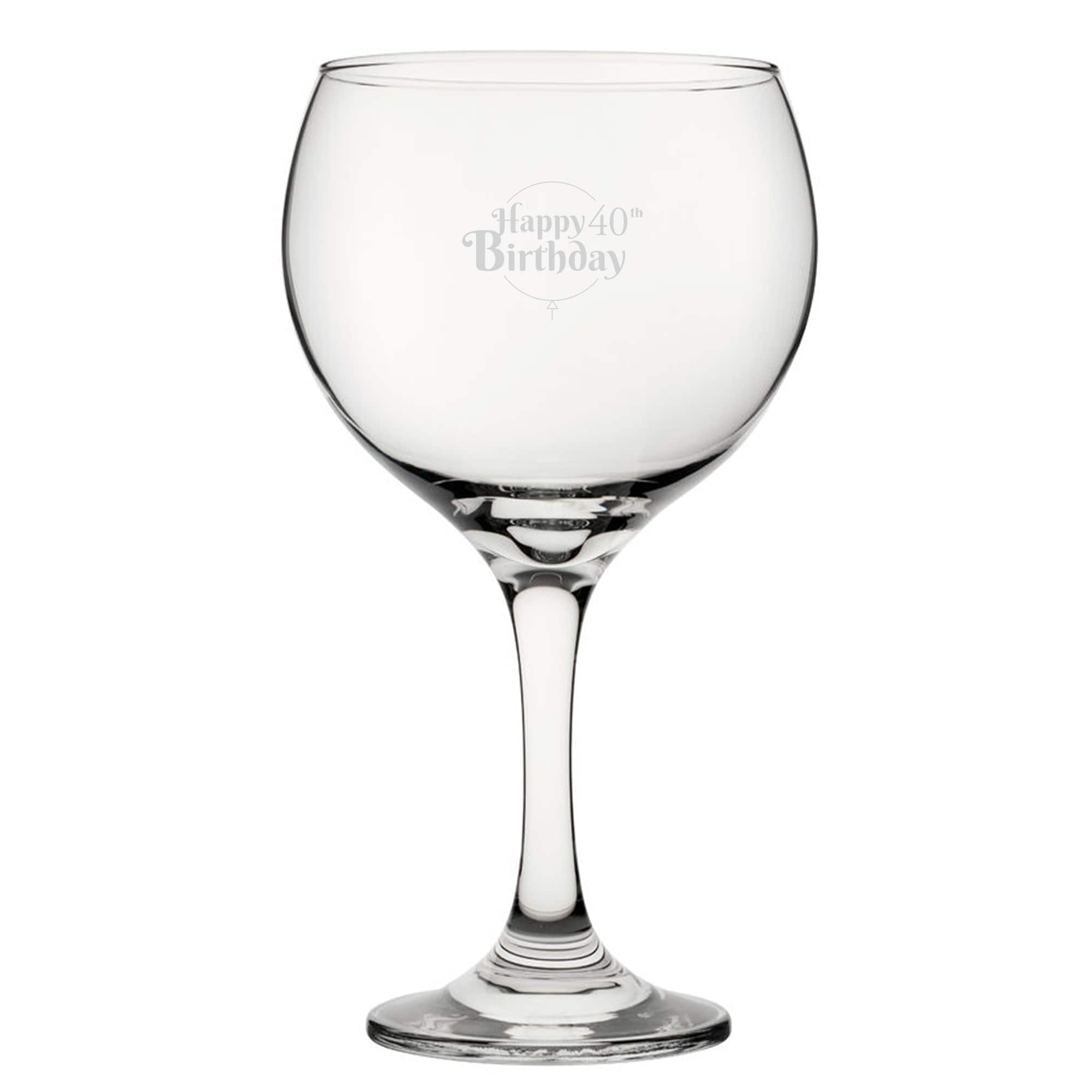 Personalised 40th Birthday Gin Balloon Cocktail Glass for Friend