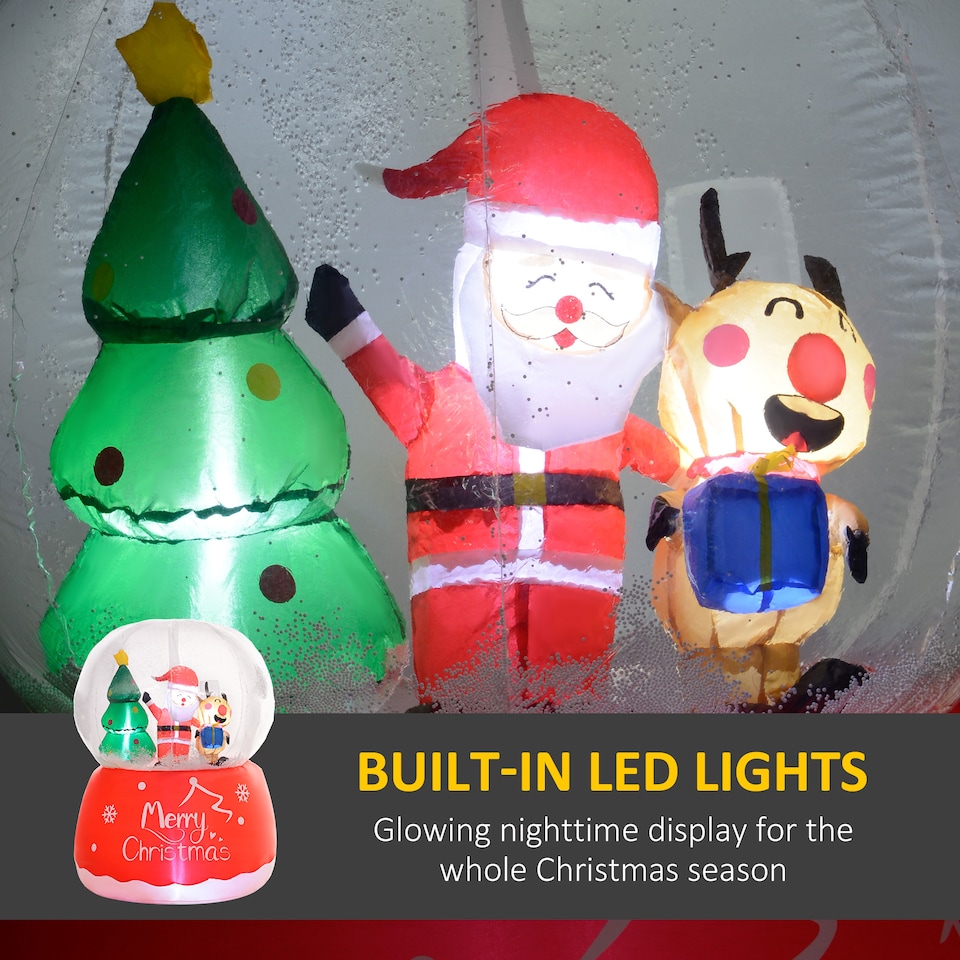image 1 of Outsunny 5.5FT Christmas Inflatable Crystal Ball with Santa Claus, Reindeer and Xmas Tree, Inflatable Christmas Decoration, Christmas Blow Up Crystal Ball with LED Lights for Indoor, Outdoor