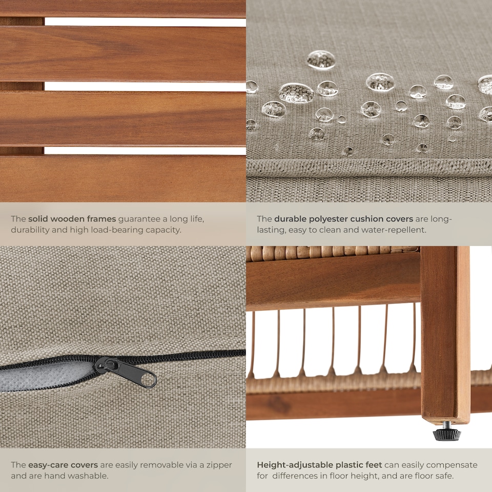 image 1 of Garden Furniture Eivissa with 2 Chairs, Side Table and Cushions in Elegant Rope Design