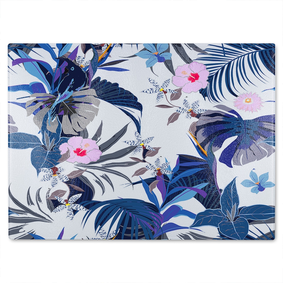 image 1 of Winter Tropical Glass Chopping Board | Multi