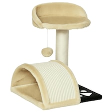 PawHut Cat Tree Scratching Post Activity Centre Climber Hanging Ball Beige