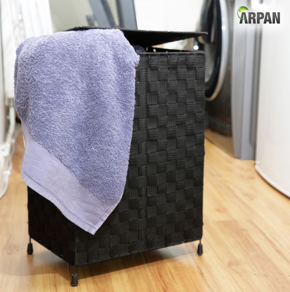 image 1 of ARPAN Laundry Basket Hamper with Lid & Insert Handles – Washing Bin Storage Organiser for Clothes, Toys & Household Essentials