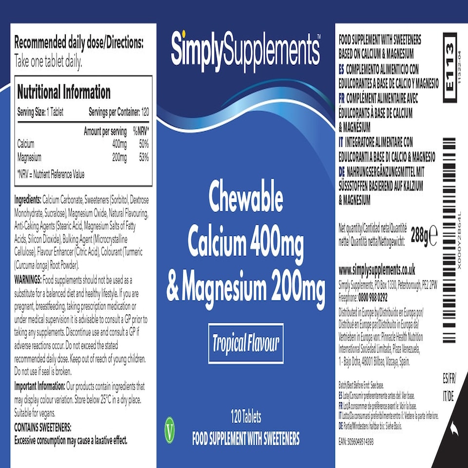image 1 of Chewable Calcium & Magnesium - 120 Tablets