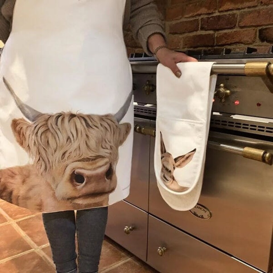 Lucy's Farm Hairy Highland Moo Design Adult Apron