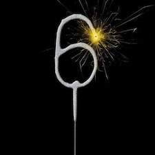 Silver Number 6 Non Hand Held Sparkler 17cm