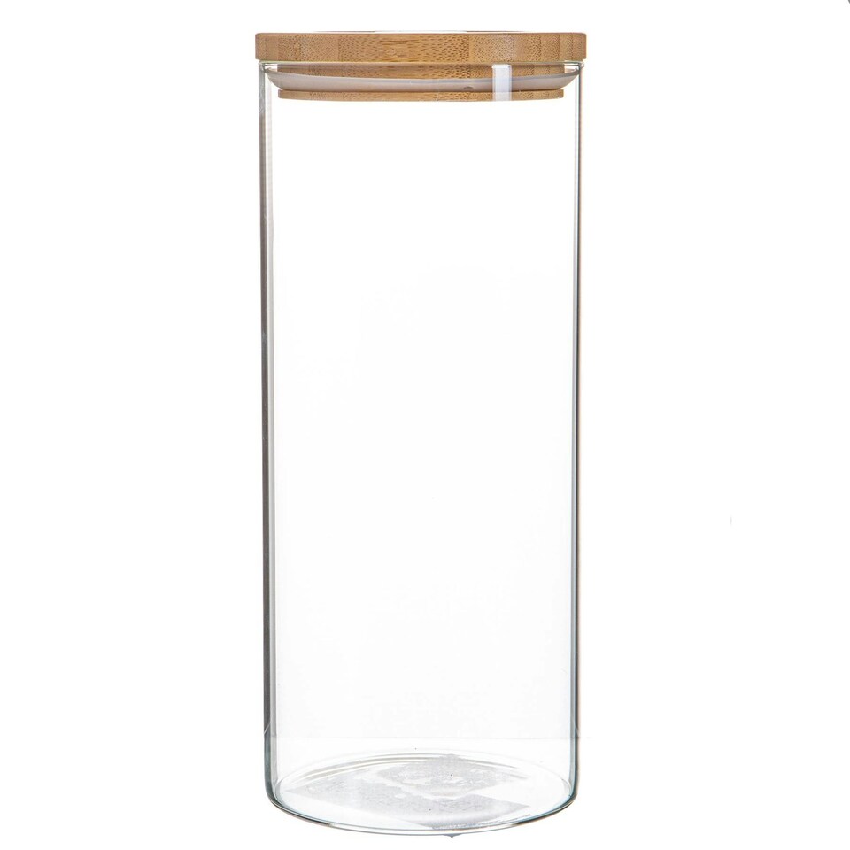 image 1 of Argon Tableware Glass Storage Jars with Wooden Lids - 1.5 Litre - Pack of 6