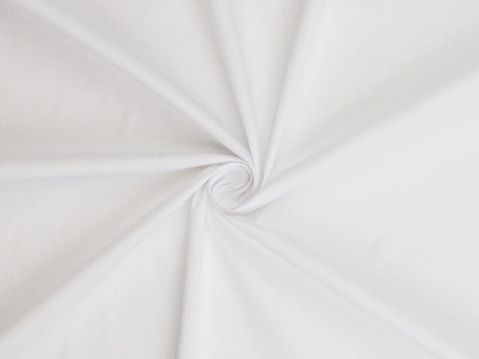 Minerva White Deadstock Stretch Woven Cotton Poplin Dressmaking Fabric per metre - 140cm / 55" Wide