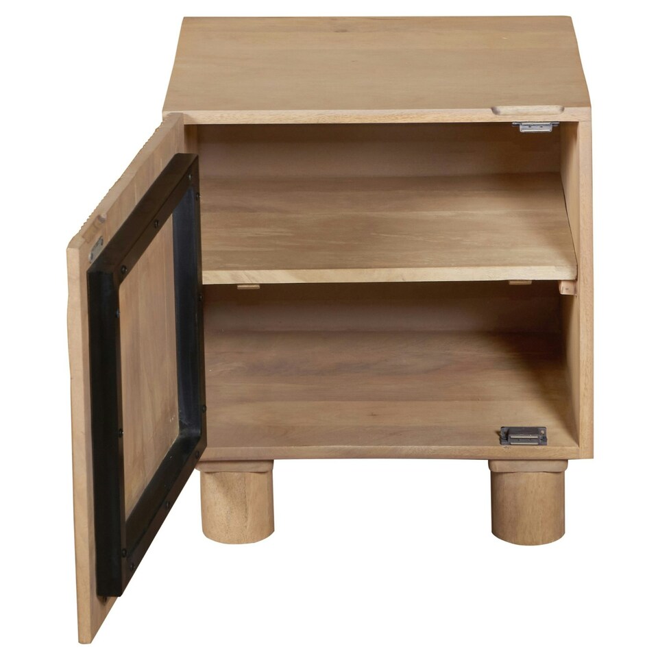 image 1 of Ajmer Solid Wood Bedside Table Brown