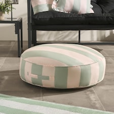 OHS Stripe Round Outdoor Garden Cushion Water Resistant | Multi | Sage/Cream