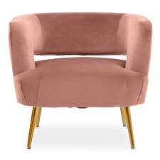 Interiors by Premier Pink Velvet Chair with Gold Finish Metal Legs, Backrest Dining Chair, Easy to Clean Armchair