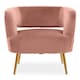 image 1 of Interiors by Premier Pink Velvet Chair with Gold Finish Metal Legs, Backrest Dining Chair, Easy to Clean Armchair