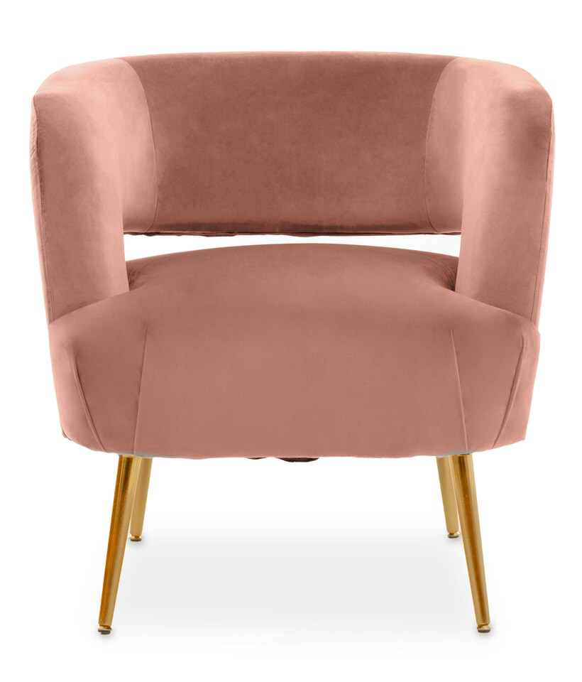 image 1 of Interiors by Premier Pink Velvet Chair with Gold Finish Metal Legs, Backrest Dining Chair, Easy to Clean Armchair