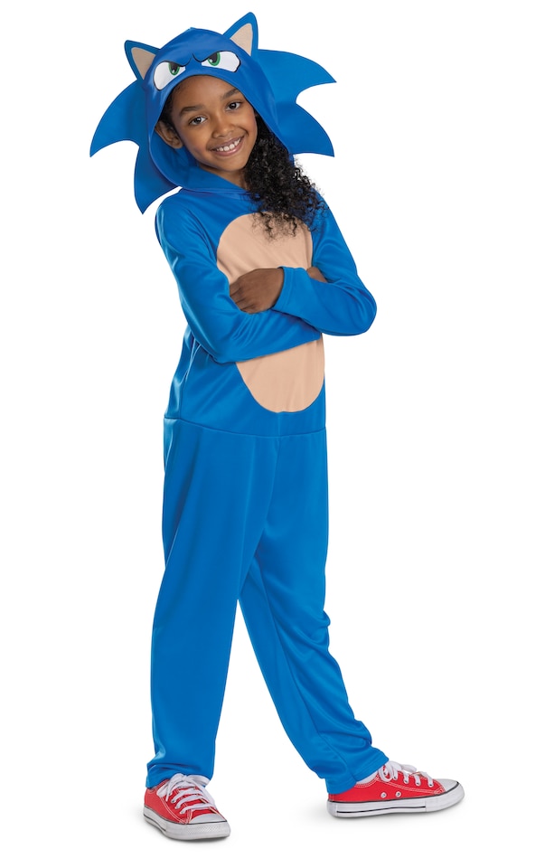 image 1 of Sonic the Hedgehog Sonic Costume – Boys Officially Licensed 2-Piece Fancy Dress Outfit, Blue, Ages 3-8
