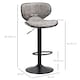 image 3 of HOMCOM Bar Stool Set of 2 Microfiber Cloth Adjustable Height Armless Chairs with Swivel Seat, Grey