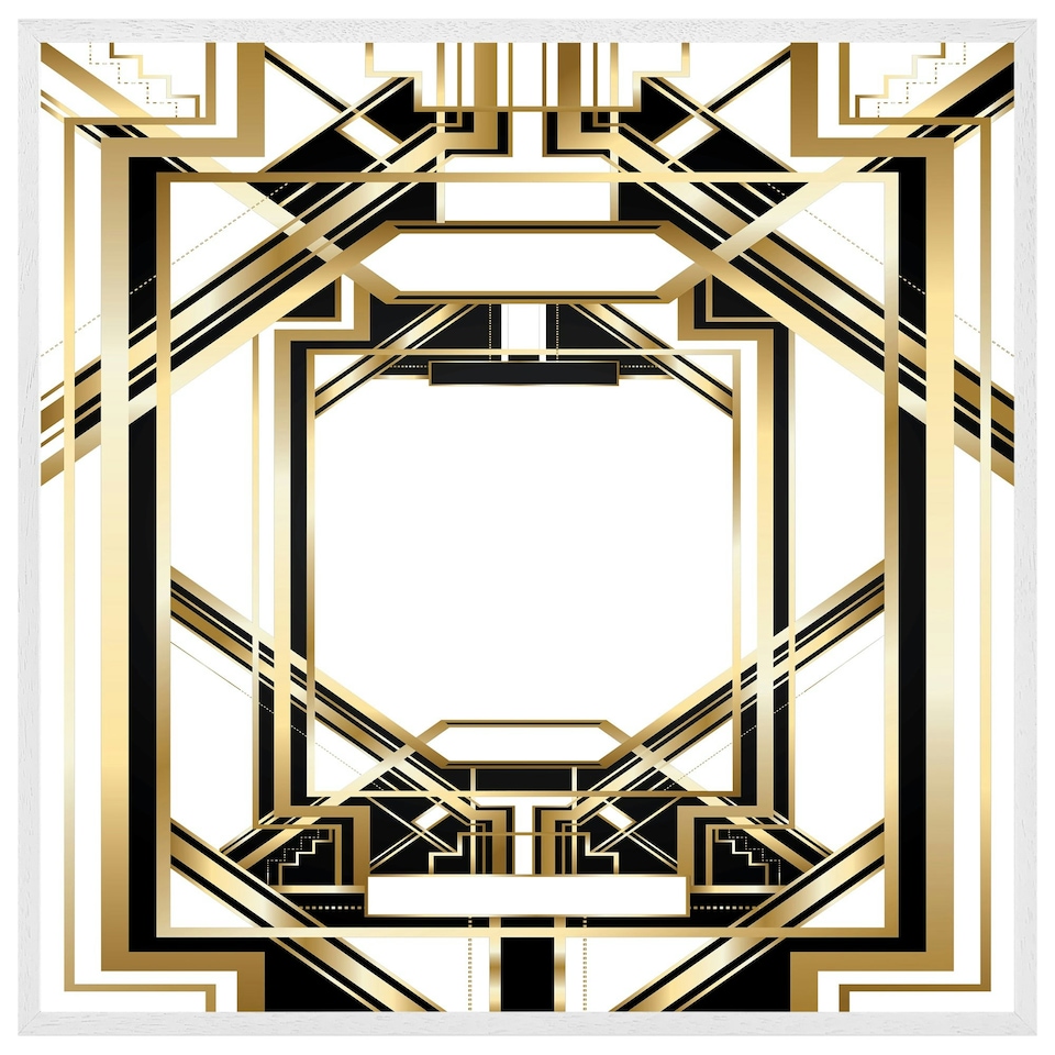 image 1 of Art deco golden black frame (Picture Frame) White | S
