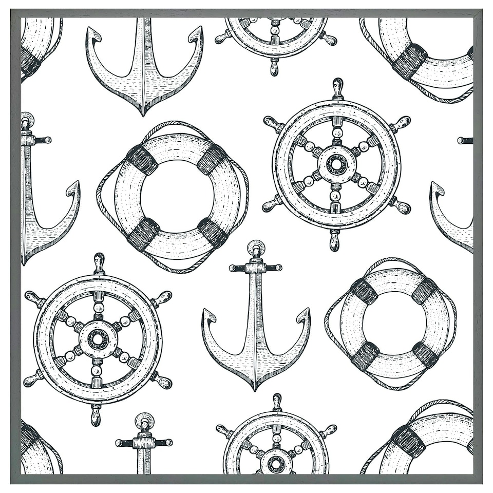 image 1 of Anchor & wheel (Picture Frame) White | XS
