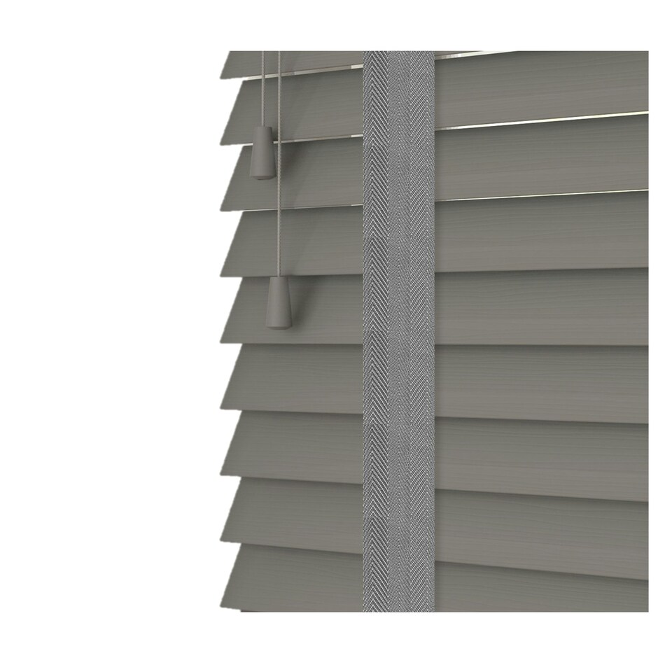 image 1 of 80cm Smooth Grey Faux Wood Venetian Blinds with Tapes (120cm Drop) Grey | Grey