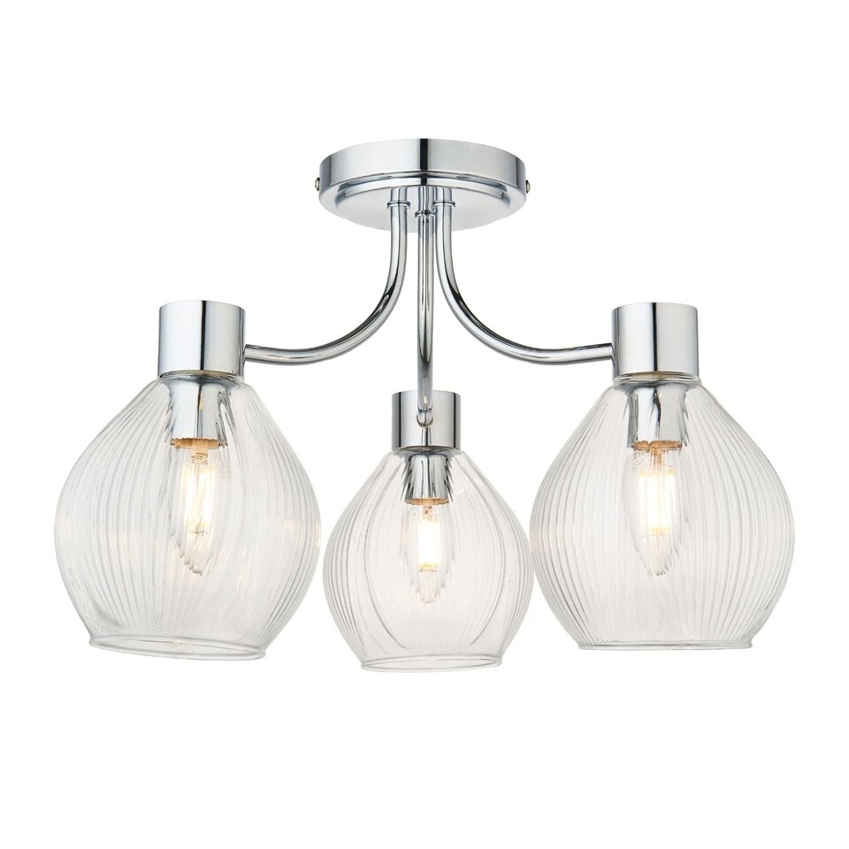 image 1 of Hamilton 3 Light Polished Chrome Semi Flush Ceiling Light