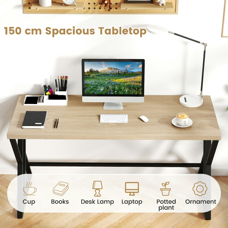 image 1 of COSTWAY 150 CM Computer Desk Industrial Office Desk N/A