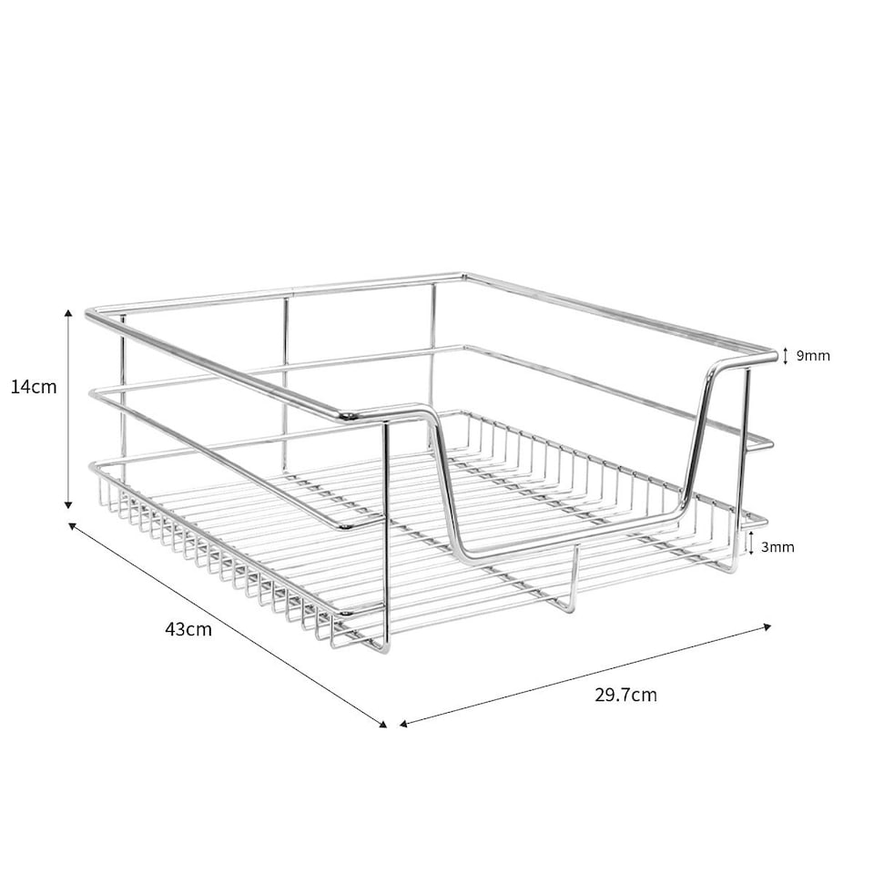 image 1 of 5 x KuKoo Kitchen Pull Out Storage Baskets – 400mm Wide Cabinet Silver