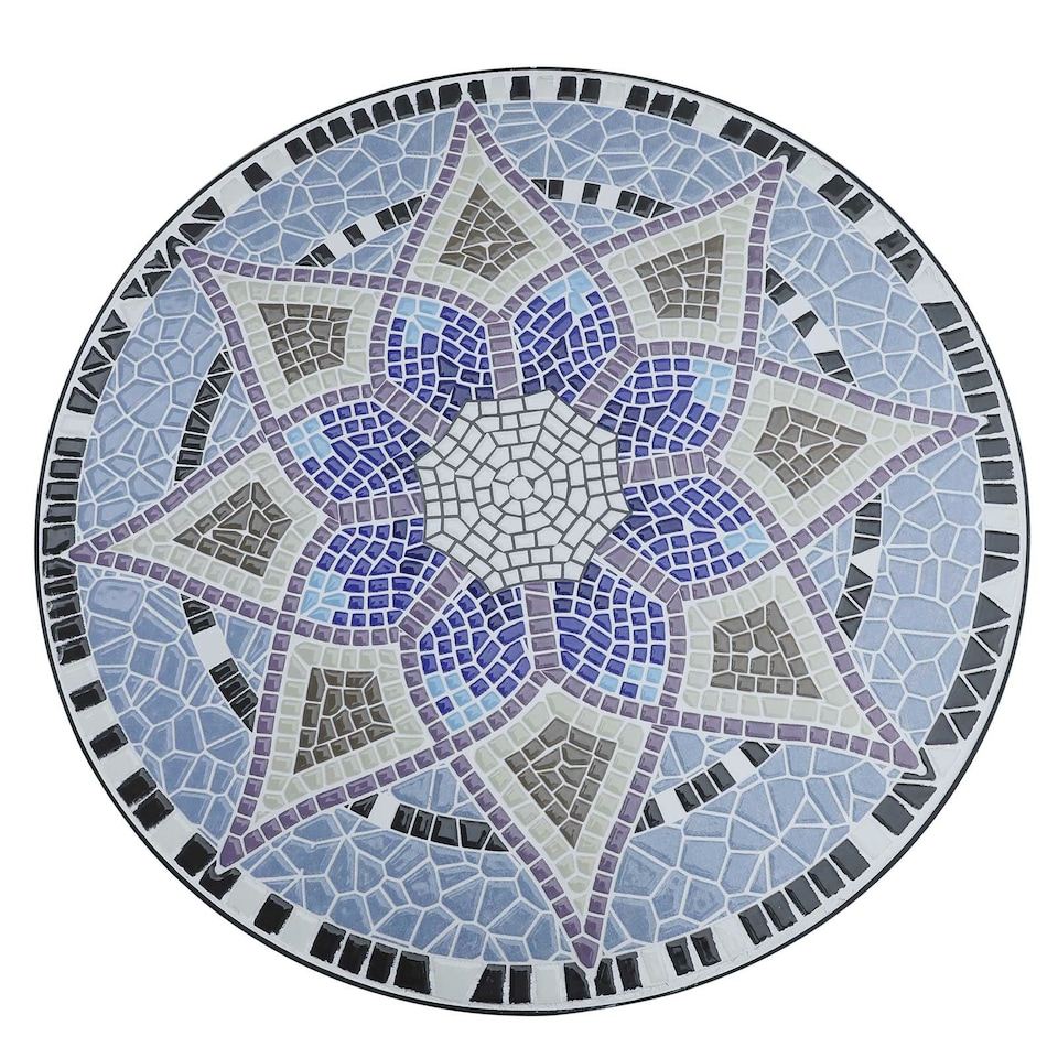 image 1 of Outsunny Garden Table, Mosaic Round Patio Side Table with 60cm Ceramic Top