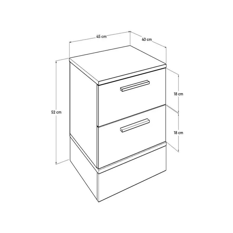 image 1 of Adore Teen White & Oak 2 Drawer Bedside Table Nightstand