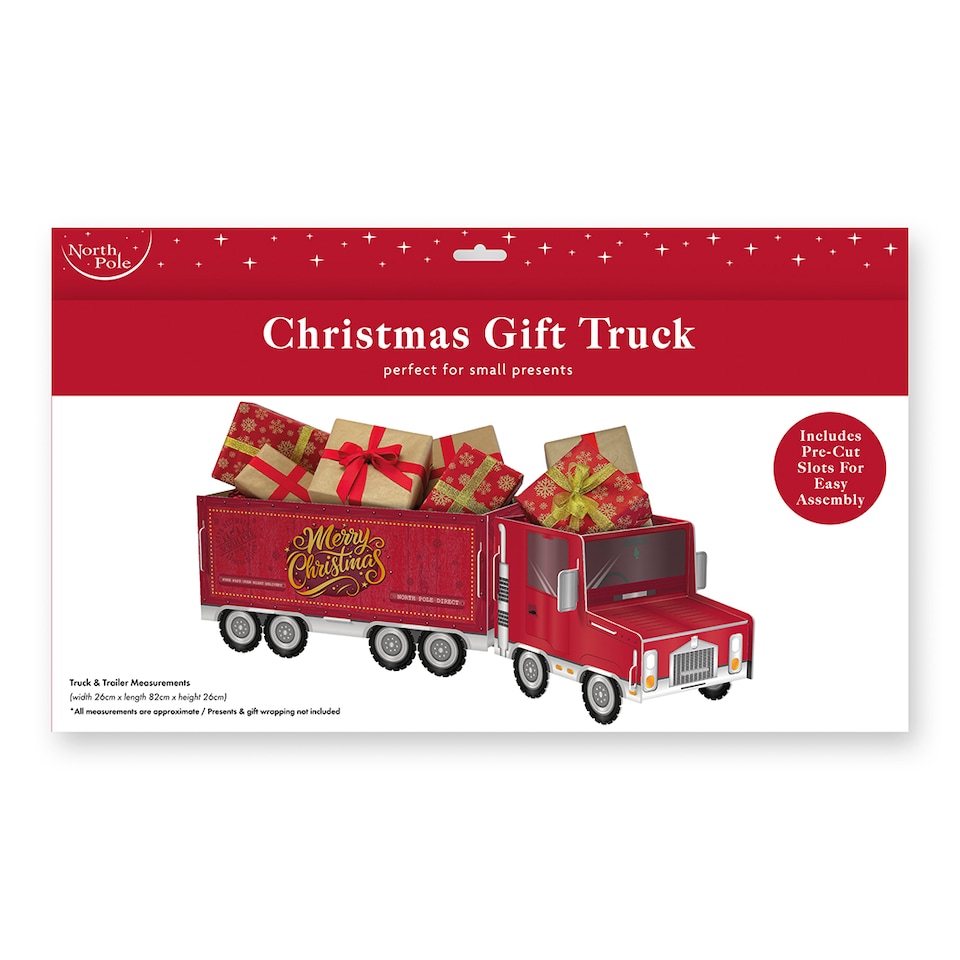 image 1 of Christmas Truck Present Cardboard Gift Holder 82cm