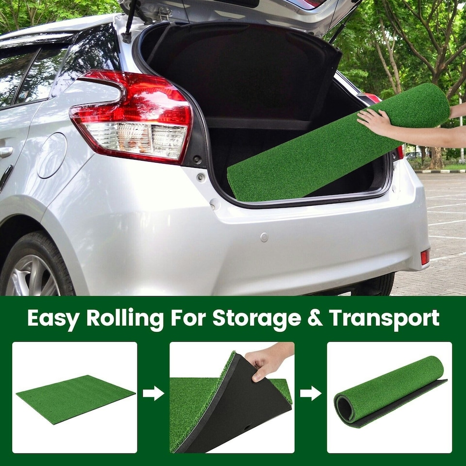 image 1 of COSTWAY 3-In-1 Premium Golf Practice Turf 27mm Golf Hitting Mat