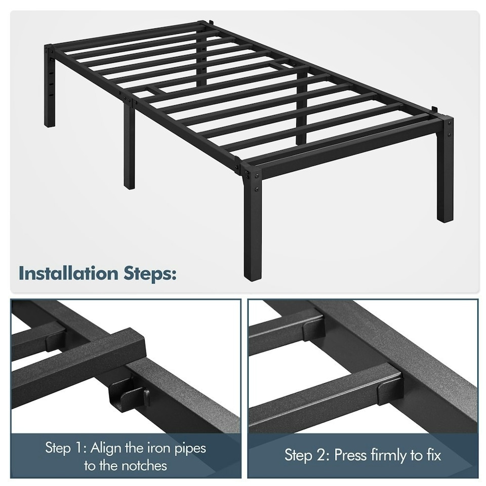 image 1 of Yaheetech 41.5 cm Metal Platform Bed Frame Black, 3ft Single