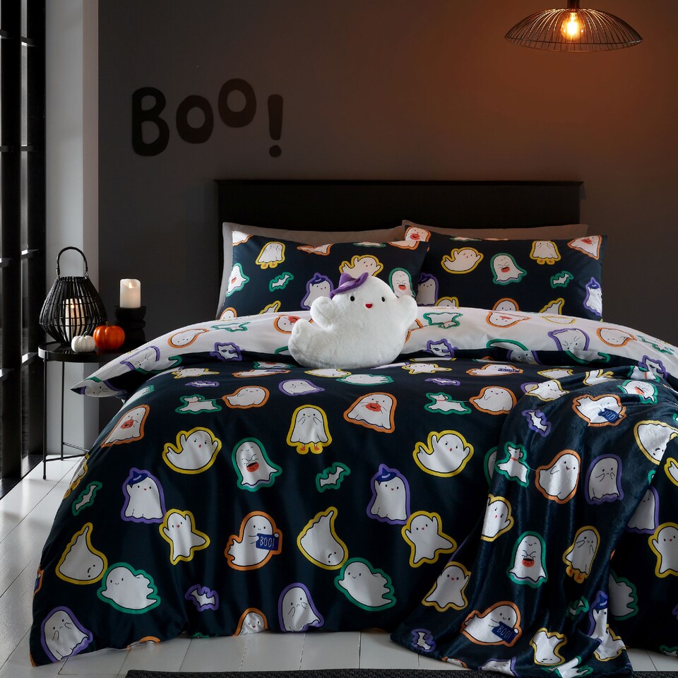 image 1 of Catherine Lansfield Halloween Ghosts 3D Shaped Cushion | White | 35 x 42 cm