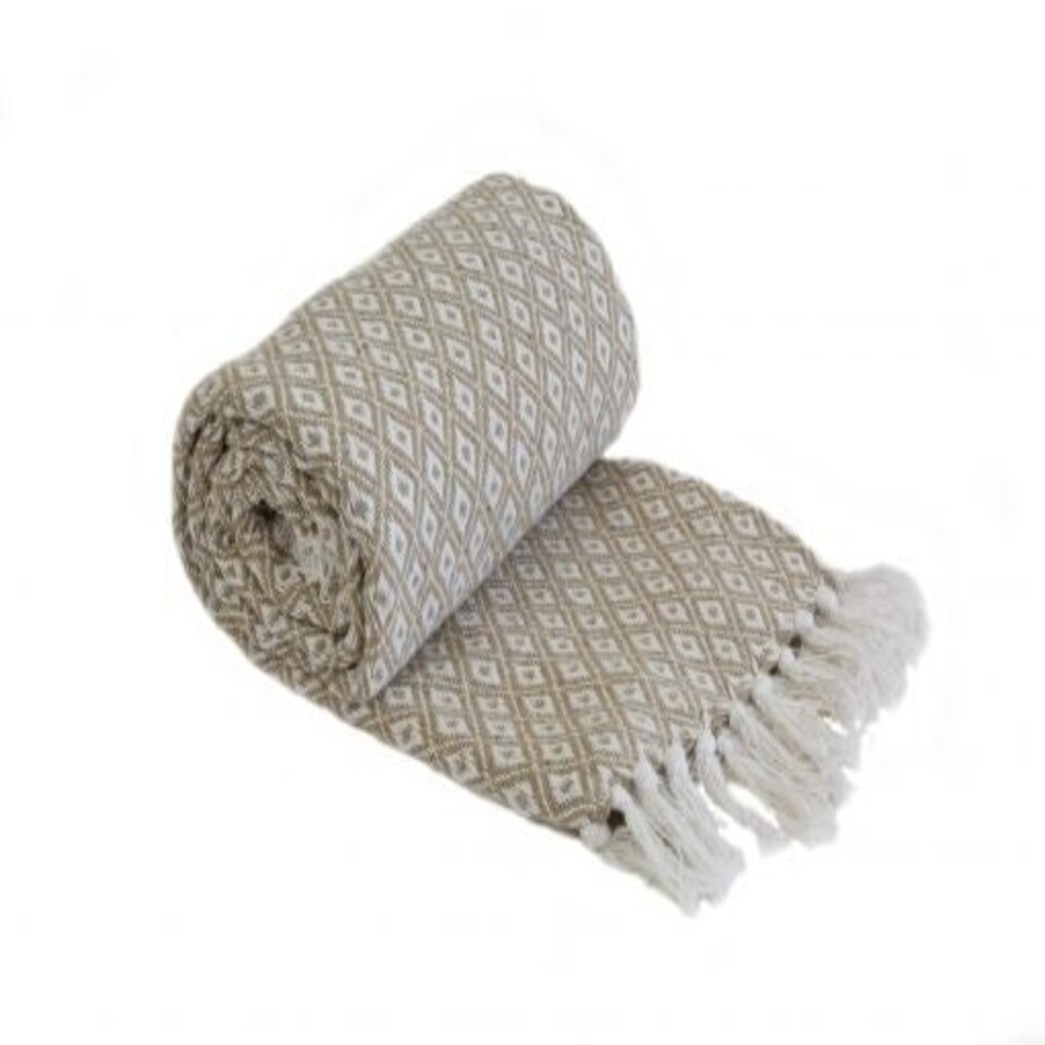 image 1 of Stockholm Collection Recycled Cotton Throw in Taupe (70" x 100") Brown | Natural