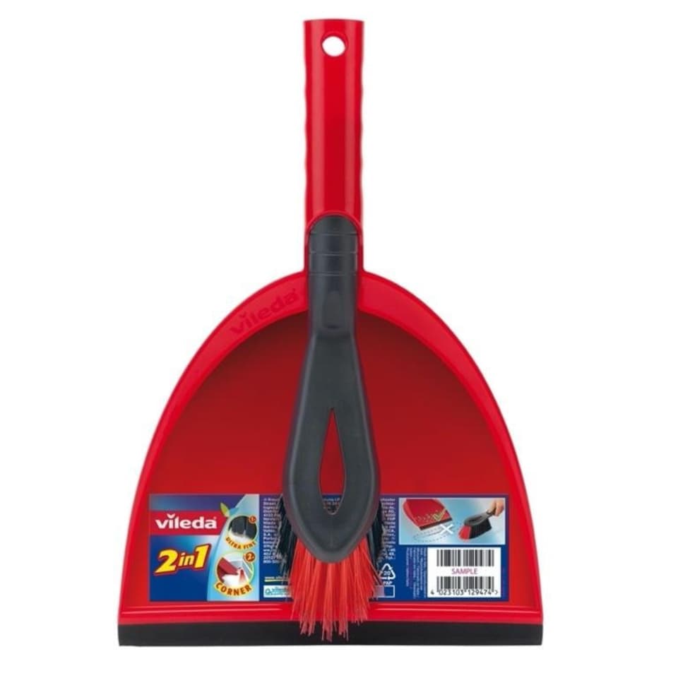 Vileda Dustpan and Brush Set - Red/Black - One Size